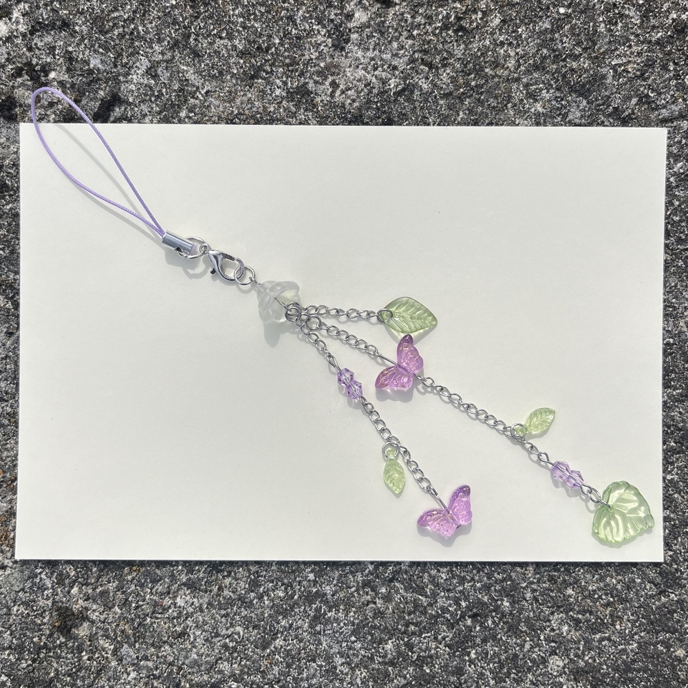 Dainty and Elegant Purple Butterfly Phone Charm